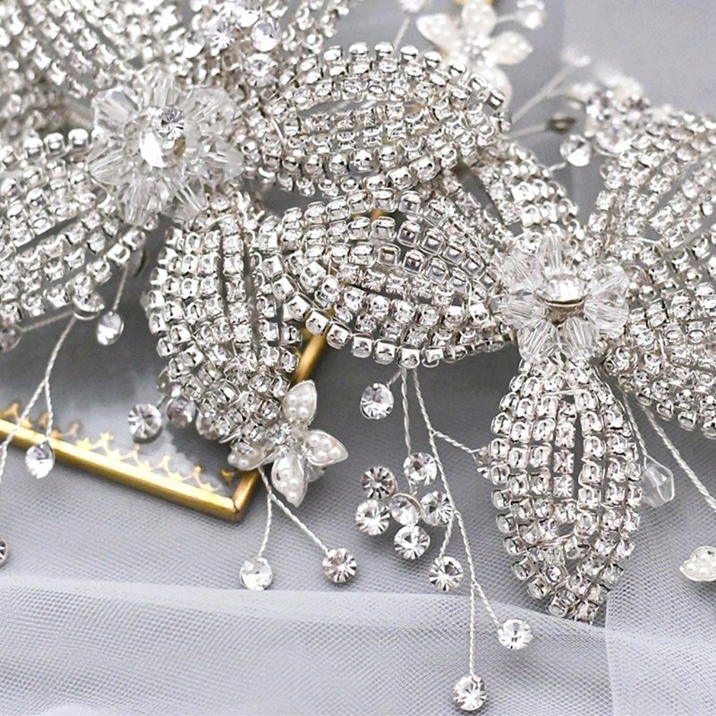 Băng Đô Cài Tóc Đính Pha Lê Hình Hoa Dành Cho Cô Dâu