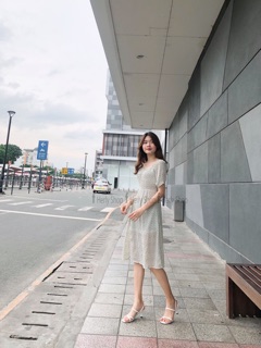 ĐẦM MIDI TAY PHỒNG XẺ TÀ
