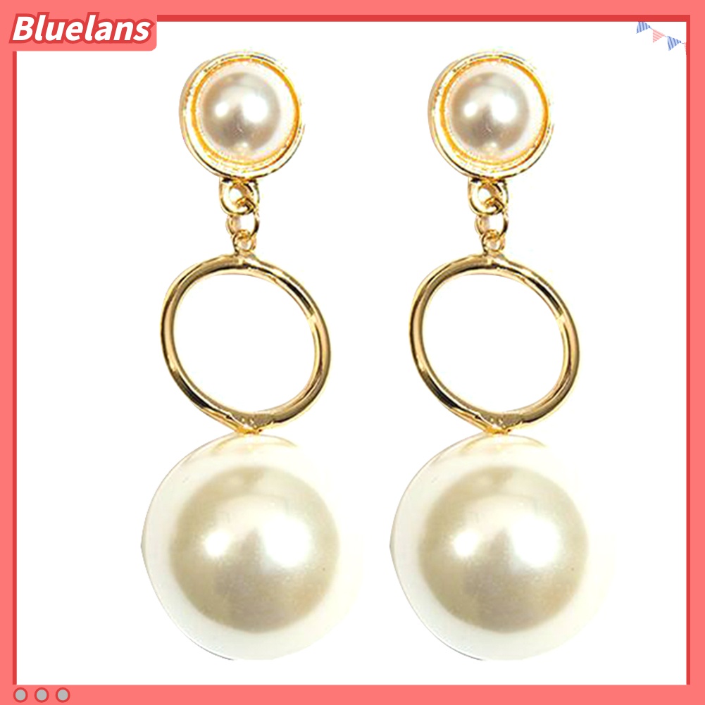 Đôi Bông Tai Khoen Tròn Gắn Hạt Ngọc Trai Giả Thời Trang Cho Nữ