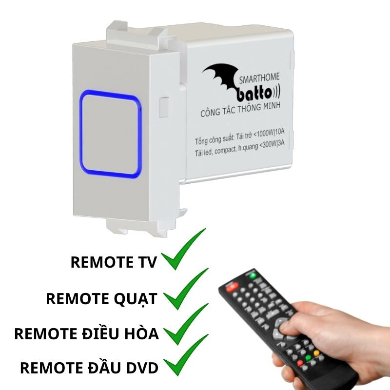 Hạt Công Tắc Điện Cảm Ứng Thông Minh Điều Khiển Từ Xa Bằng Remote TV, Công Tắc Hạt Panasonic BTX-3PW-TIRV1