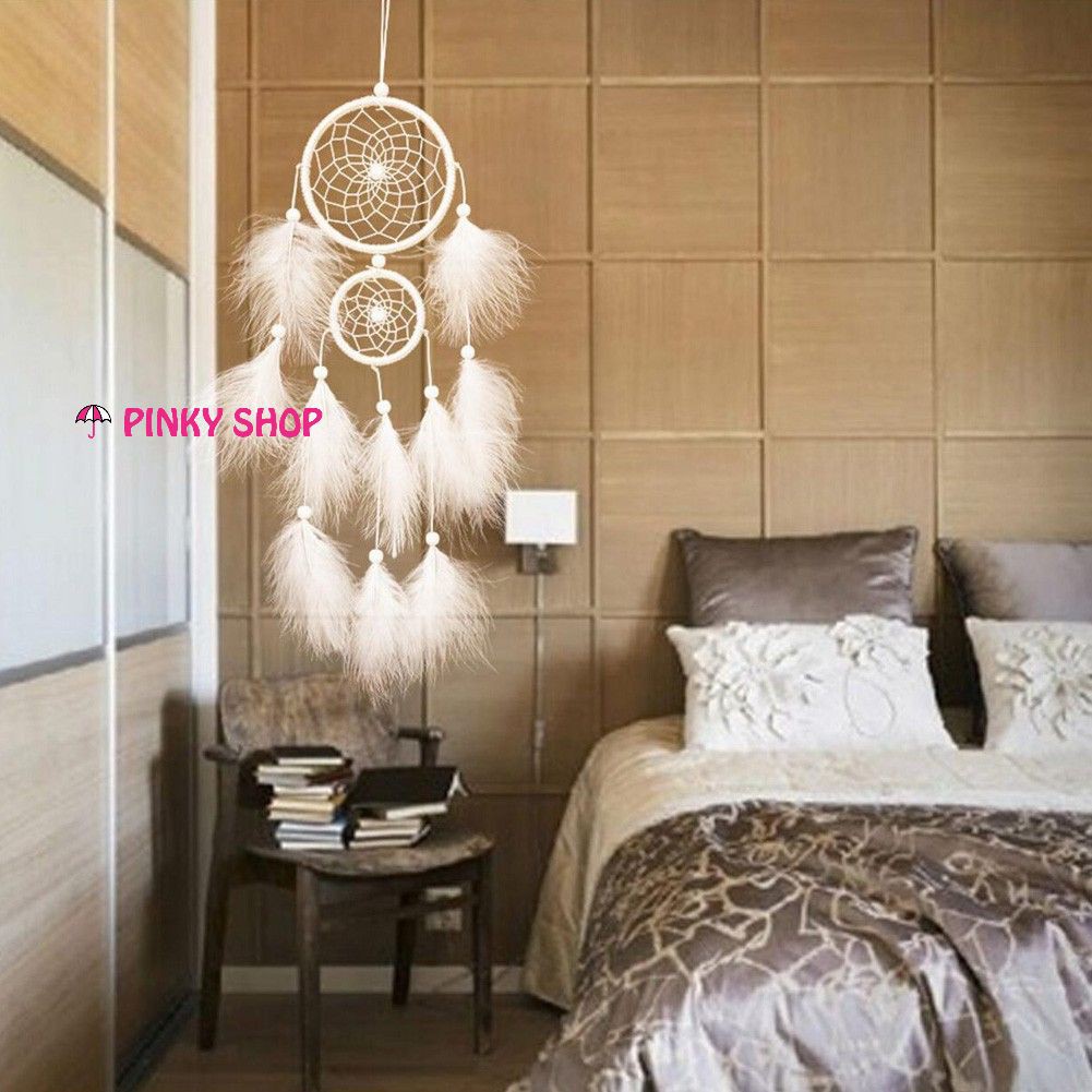 Dreamcatcher treo tường, dream catcher lớn decor trang trí nhà Pinky Shop màu trắng tinh khôi mã DRD26