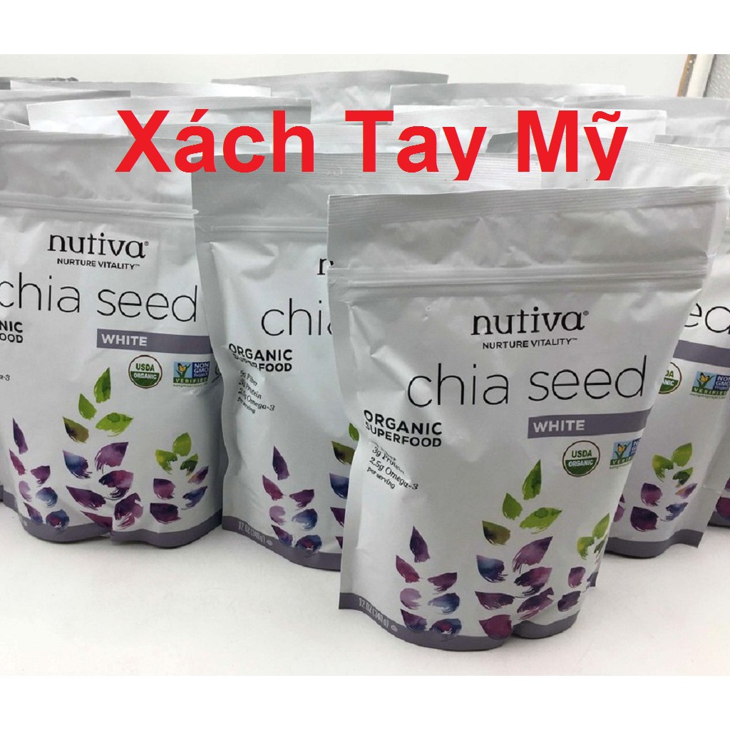 Hạt Chia Trắng Nhập Mỹ Nutiva Organic White Chia Seeds 343g 💝FREESHIP💝 Hat Chia Cao Cấp White Nutiva Seed USA HCM