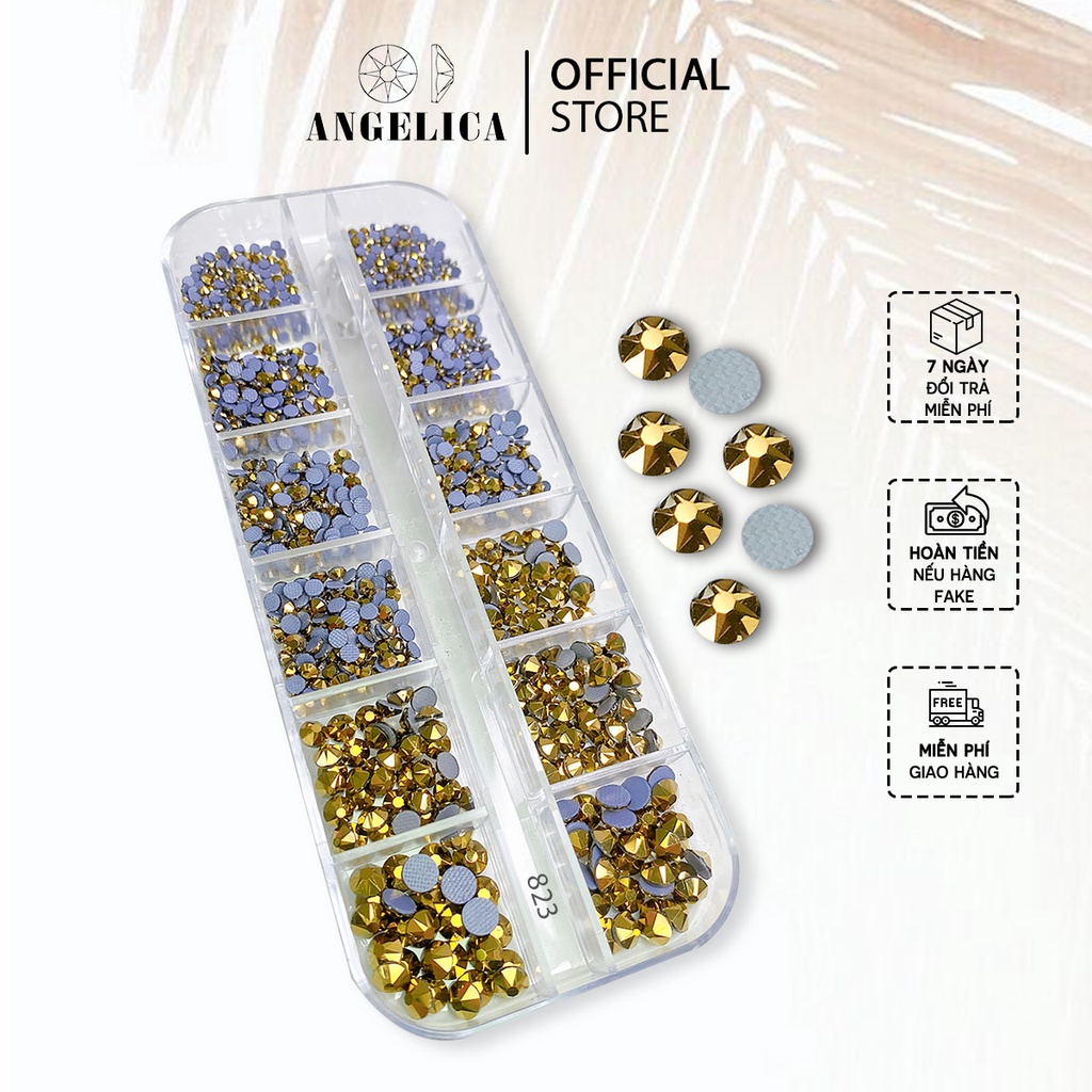 Đá Nail Chân Lưới 16 Khía Gold Đính Trang Trí Móng ANGELICA 823