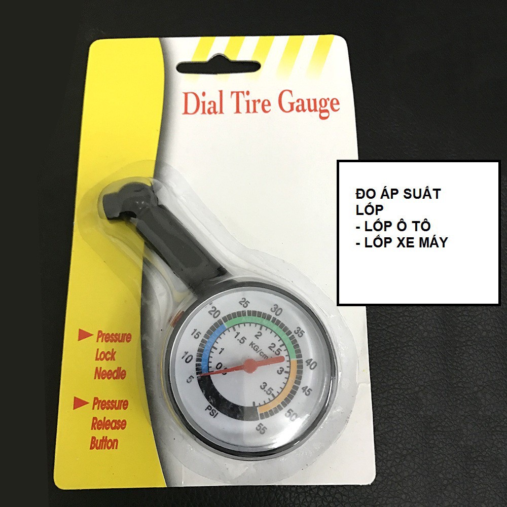 Đồng hồ đo áp suất lốp xe bánh xe hơi xe ô tô xe máy số đo chính xác full box