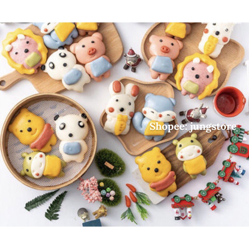 Bộ 8 Khuôn Bánh Bao Tạo Hình Con Vật Kèm Khuôn Chi Tiết, Khuôn làm fondant trang trí bánh kem, Cookie hình đáng yêu M435
