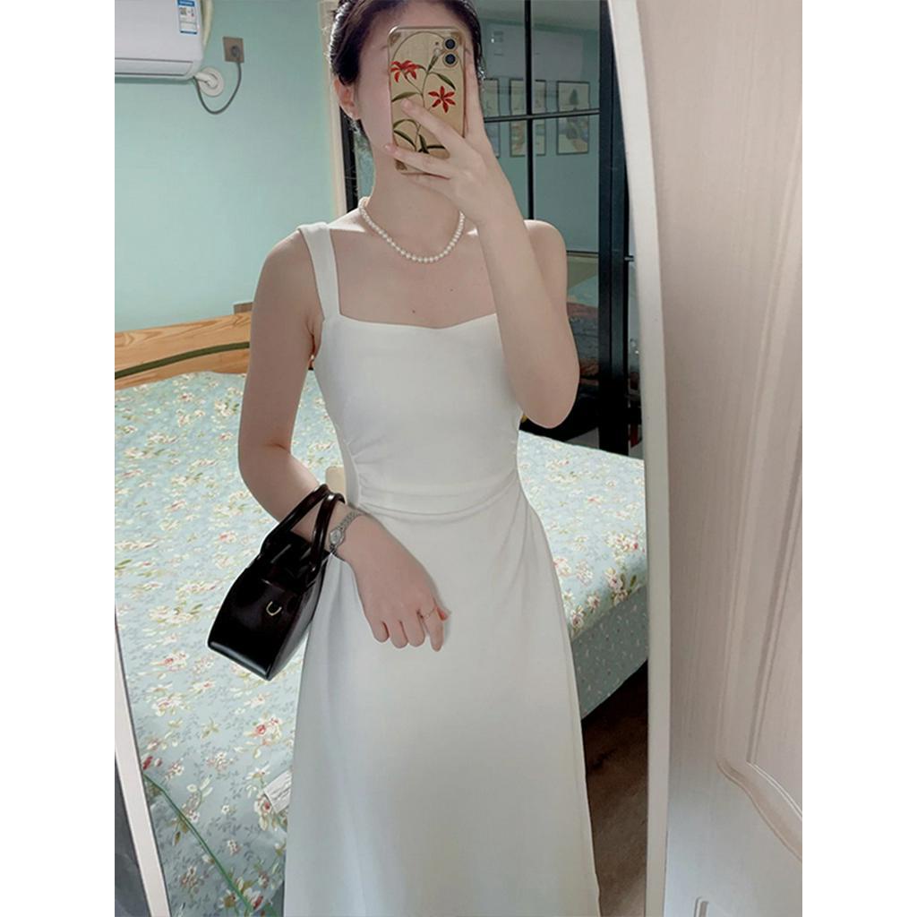 Đầm Hai Dây Màu Trắng Dáng Ôm Phong Cách Pháp Thời Trang Mùa Hè Hàng Mới 63467