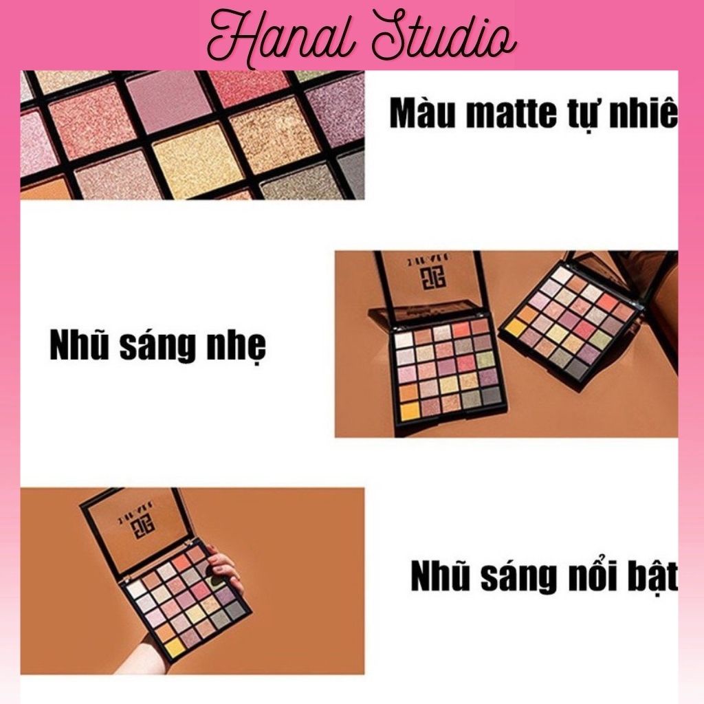 Bảng Phấn Mắt 25 Màu Lì Và Ánh Nhũ Lấp Lánh Kết Hợp Bắt Sáng Dikalu Hanal PM02