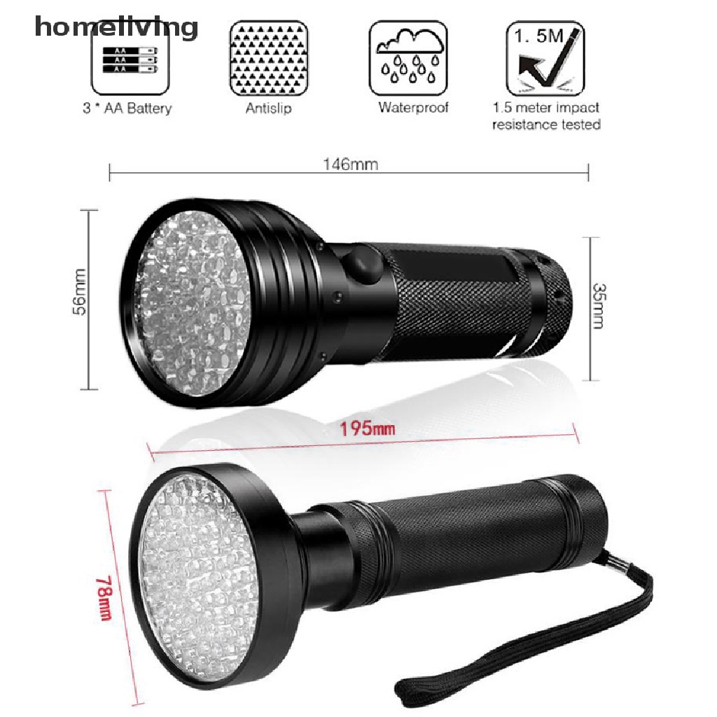 Đèn Pin Tia Cực Tím 51 / 100LEDs Ánh Sáng Đen 395nm
