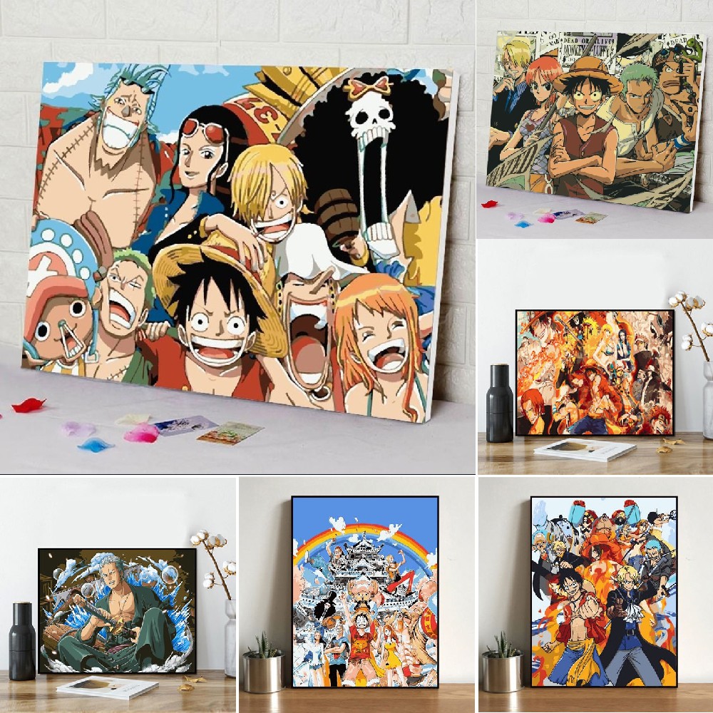 Tranh sơn dầu số hoá Nhiều Mẫu Phong Nhiều Mẫu Hot Anime One Piece 40cmx50cm - Tranh Tô Màu Theo Số