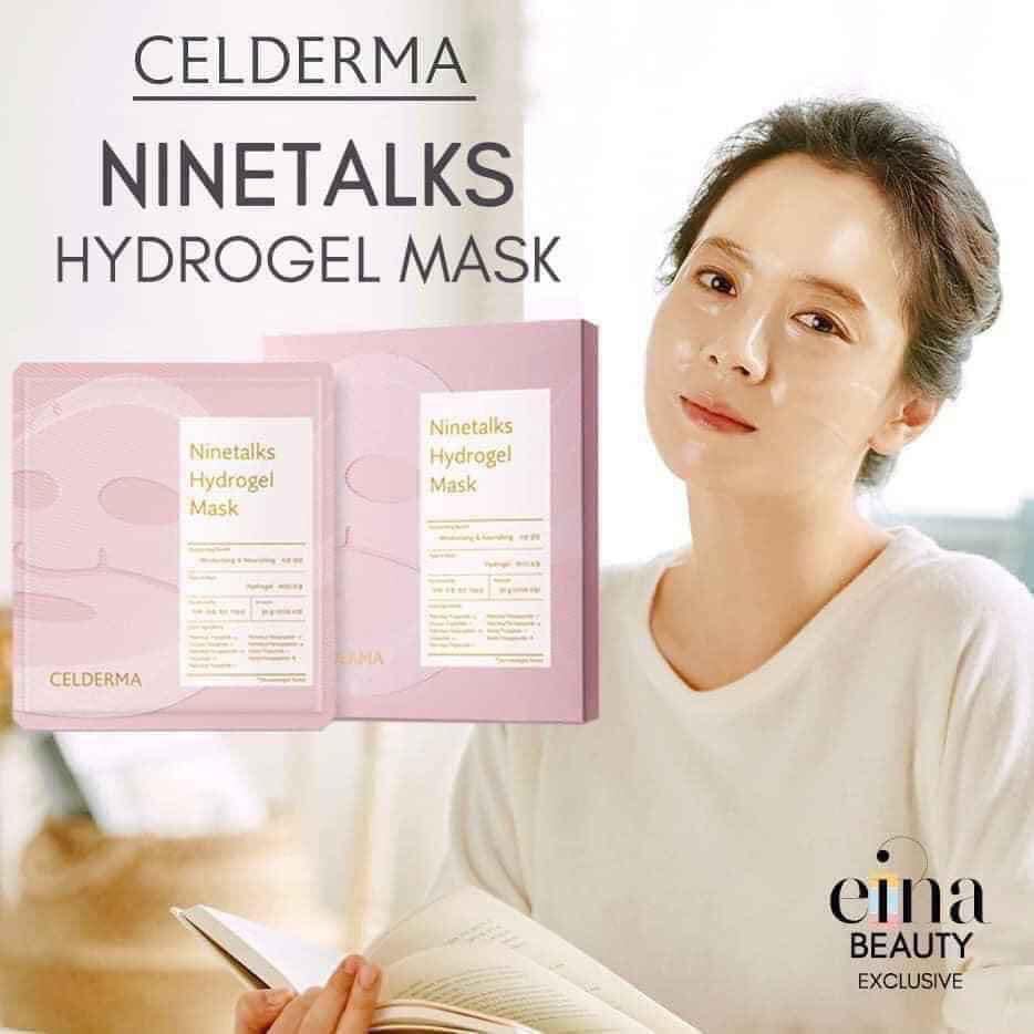 Mặt nạ thạch sinh học hồng Celderma Ninetalks Hydrogel Mask collagen thủy phân cho da mặt, làm sáng và làn da khỏe mạnh