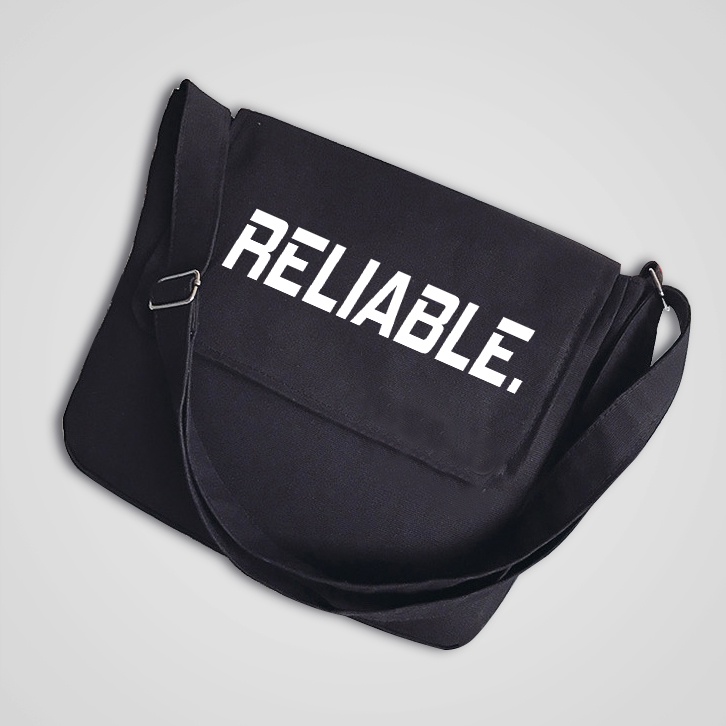 Túi vải đi học Vải Canvas Đeo Chéo In Chữ Reliable Unisex Nam Nữ
