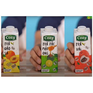 Trà Cozy lốc 4 hộp 225ml các vị - vải, đào, tắc mật ong