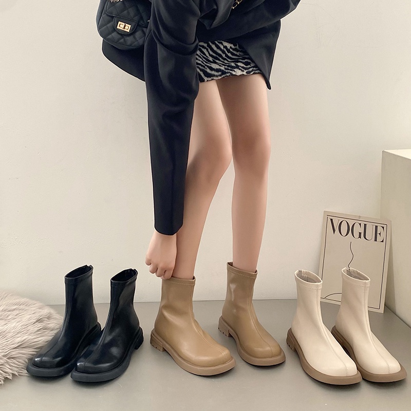 Giày Bốt martin Có Khóa Kéo Sau Phong Cách retro Thời Trang Cho Nữ