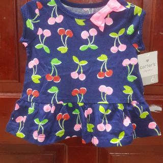 Áo váy cộc tay Cherry cho bé gái