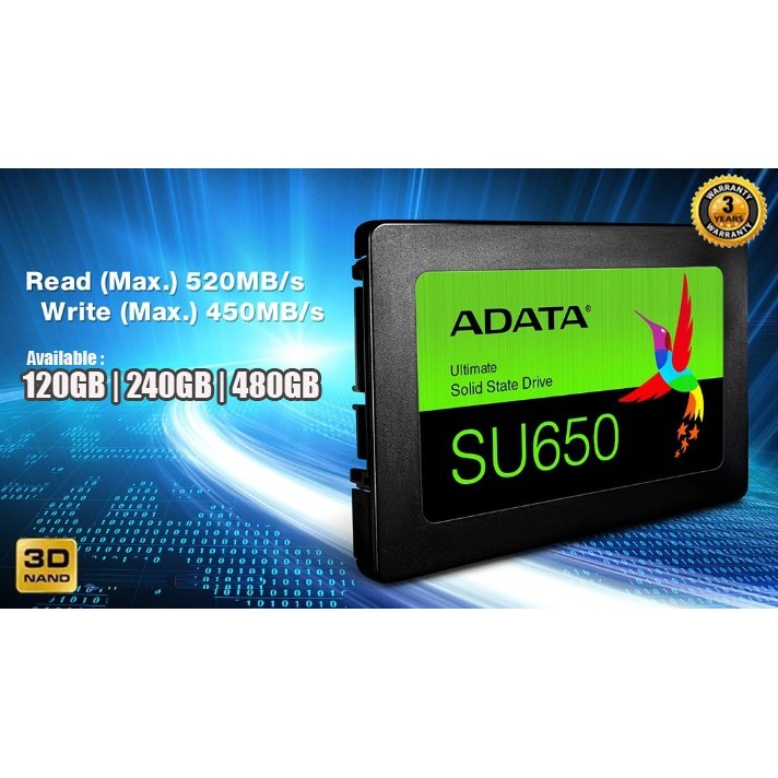 Ổ Cứng Ssd Adata Ultimate Su650 120gb 2.5 "Sata