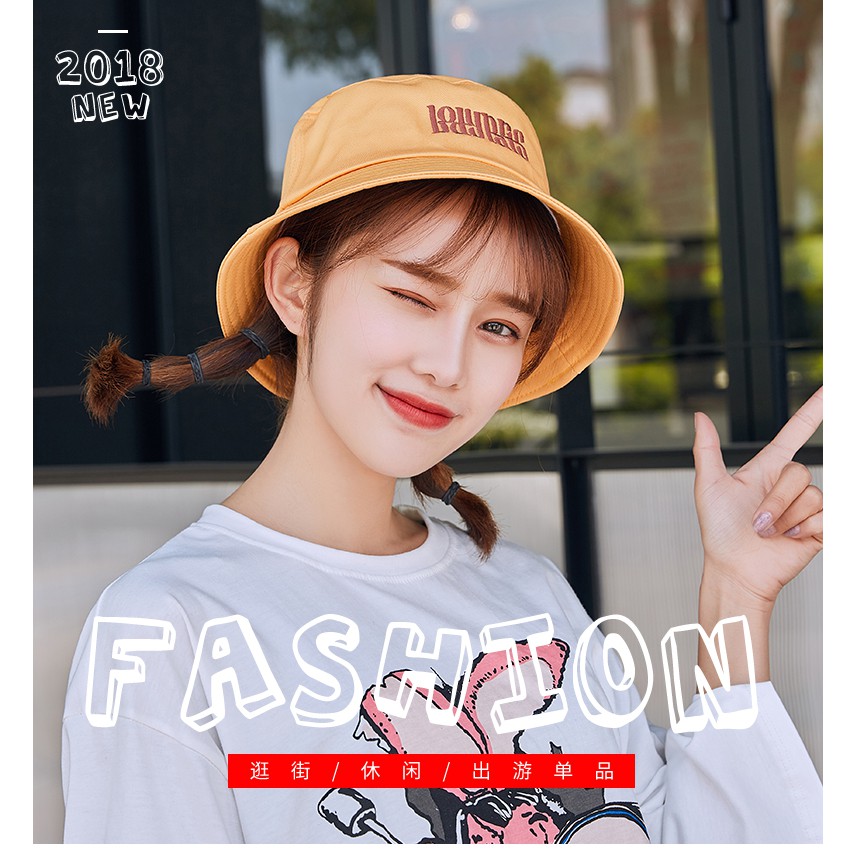 Mũ bucket ulzzang chữ thái in nổi hot trend dày dặn form chuẩn