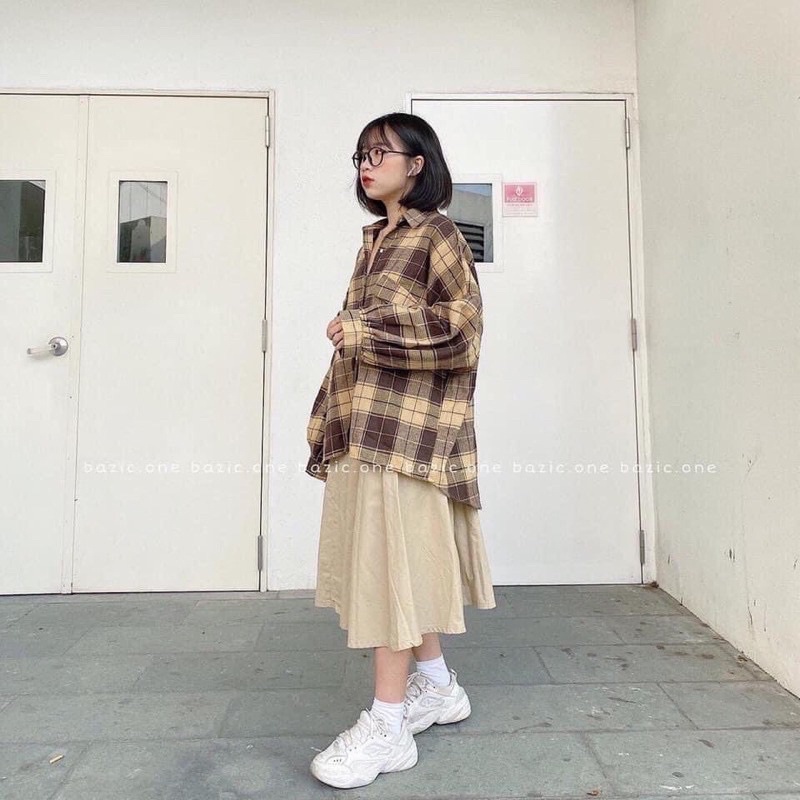 Áo sơ mi kẻ br túi ngực ulzzang form rộng hàn quốc/ Áo sơ mi caro nam nữ dài tay trẻ trung cá tính