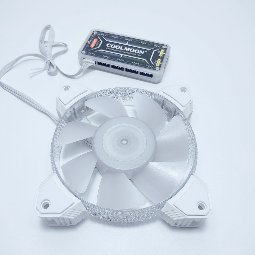 Bộ 6 Quạt Tản Nhiệt Diamond D2 12cm Fan Led RGB Đồng Bộ Màu Hub Coolmoon, Hub Sync Mainboard