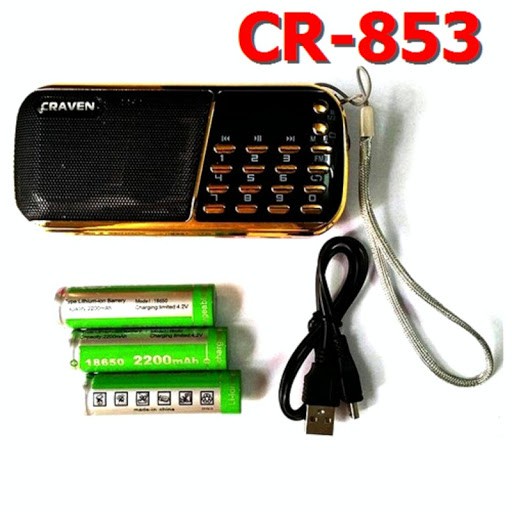 Loa Craven CR 853, Gồm 3 Pin, Nghe Bằng Thẻ Nhớ, USB, FM, Loa Tắm Ngôn Ngữ Cho Bé, Cao Cấp.