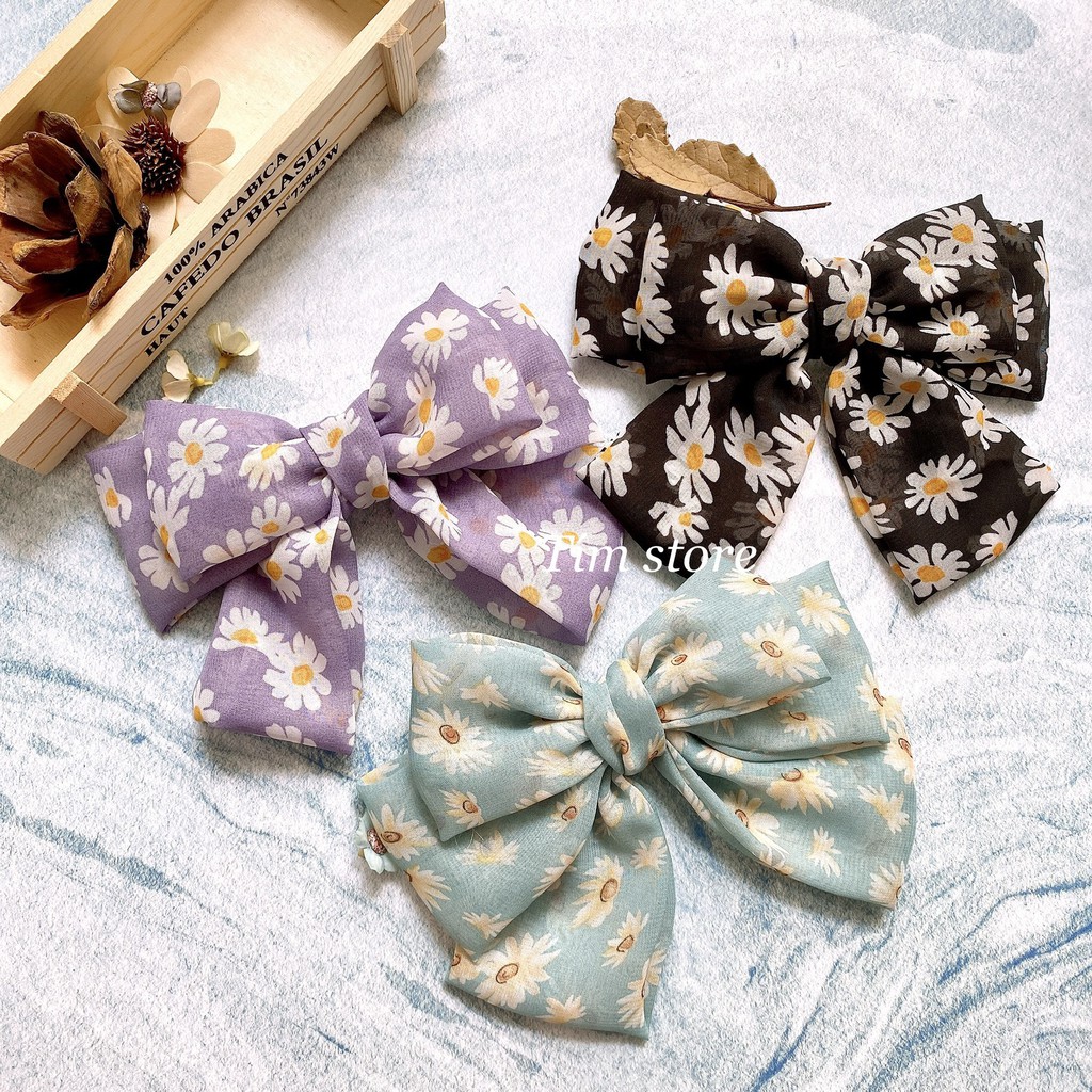 KẸP TÓC NƠ HOA TIỂU THƯ HANDMADE, NƠ 3 TẦNG THỜI TRANG NỮ HOT TREND ULLZANG