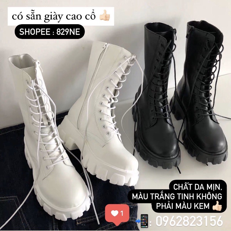 CÓ SẴN /Boot độn đế tăng chiều cao 🖤 boot da cao cổ/Ảnh THẬT 😘 giày đế răng cưa 😆 giày martins