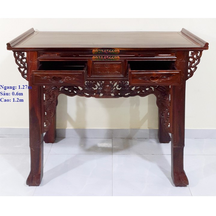 Bàn thờ gia tiên một tầng gỗ muồng ngang 1.27m
