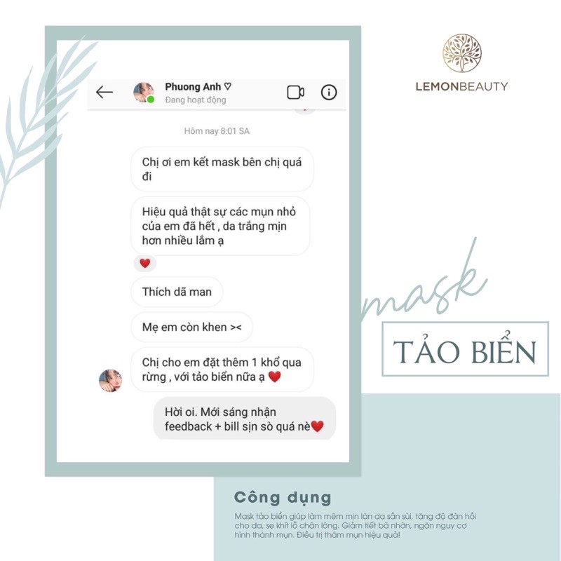 MASK TẢO BIỂN LEMONBEAUTY XẢ LỖ NGHỈ BÁN, BAO CHECK