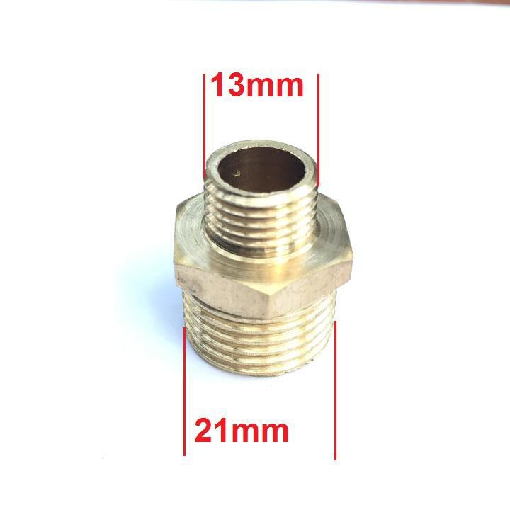 Bán sỉ Đầu nối thu từ ren ngoài 21mm xuống ren ngoài 13mm bằng đồng thau hàng nhập khẩu, hàng chính hãng.