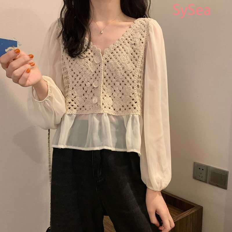 Áo Kiểu Cổ Chữ V Dáng Rộng Phong Cách Retro Thời Trang Mùa Hè Cho Nữ