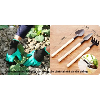 Bộ dụng cụ trồng cây mini và găng tay làm vườn