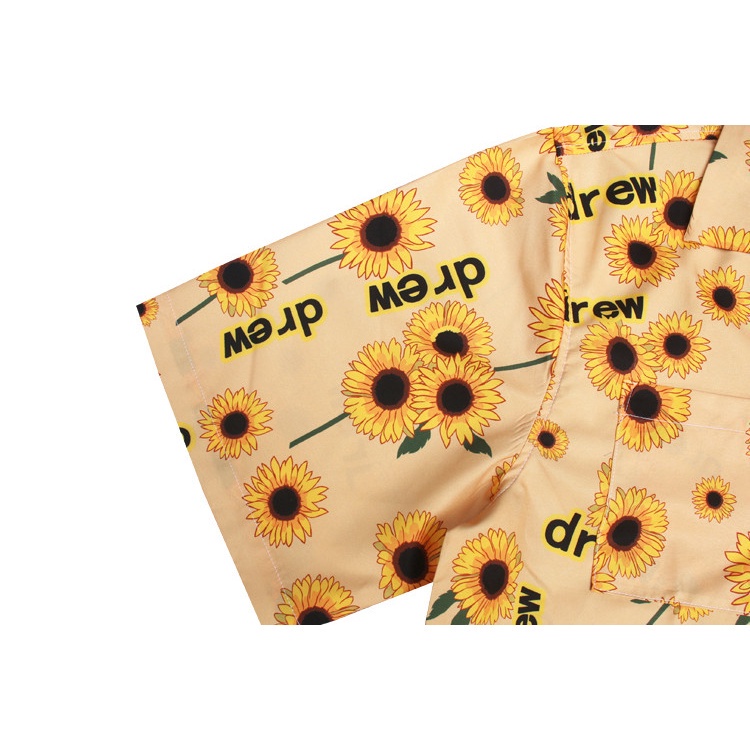 Bán Chạy Nhất D &amp; W Áo Sơ Mi Tay Ngắn In Hình Hoa Hướng Dương Mặt Cười Plus Size Unisex