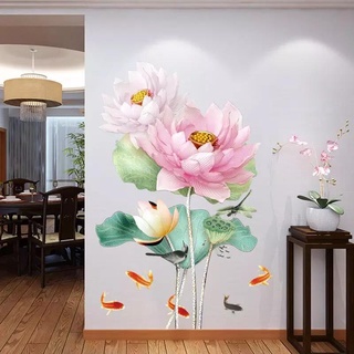 DECAL DÁN TƯỜNG HOA SEN VÀ CÁ CHÉP 10