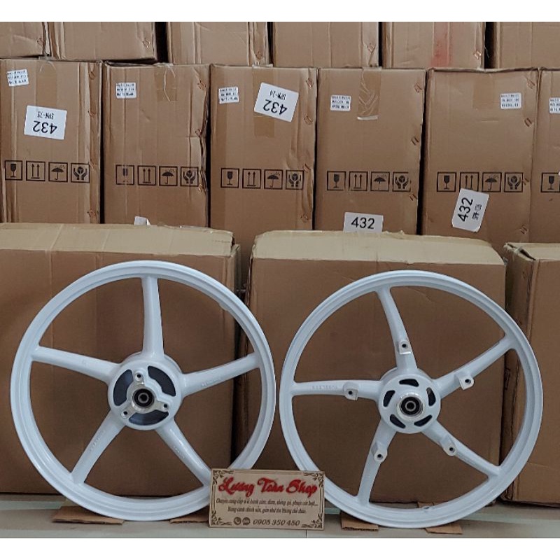 Bánh mâm 5 cây cho xe satria. raider  trước 1.4 sau 1.6 hiệu AT racing gắn như zin k cần chế gồm 4 màu đen. trắng. vàng