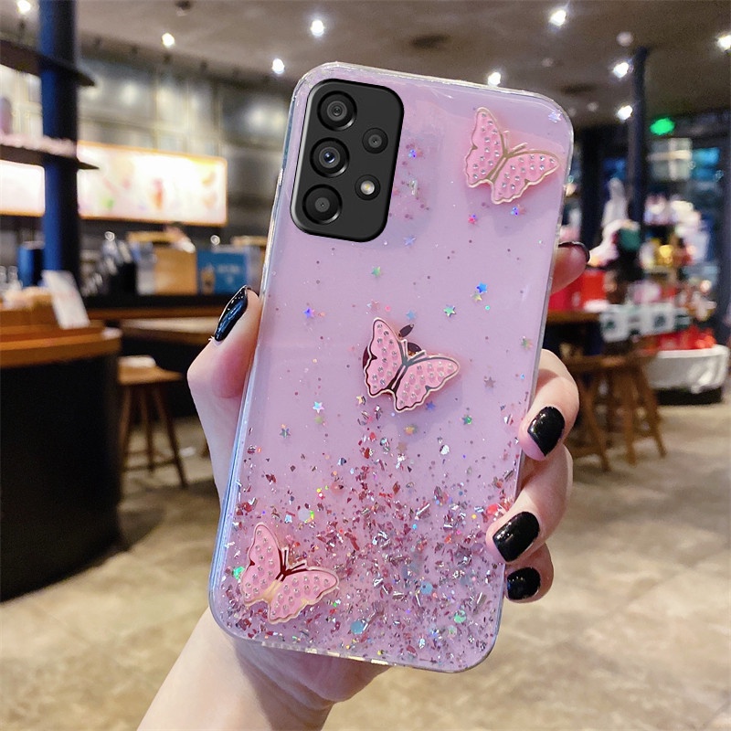 Ốp Lưng Kim Tuyến Đính Hình Bướm Nhiều Mẫu Mã Cho Điện Thoại Samsung Galaxy A53 A33 A73 S22+ S21+ 5G