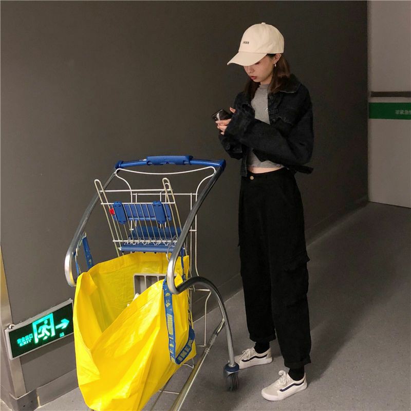 Quần Kaki Nữ Túi Hộp Ống Suông Cạp Chun Phong Cách HIPHOP STREETWEAR Cago Pants Retro Phù hợp đi chơi, đi hoc