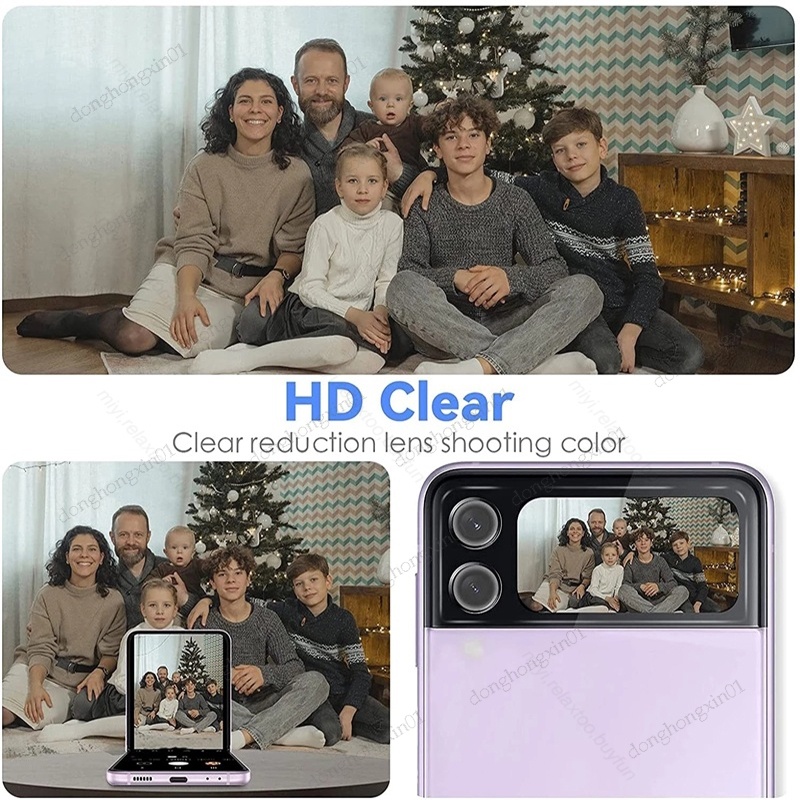 Set 2 Kính Cường Lực Cong 3D Bảo Vệ Camera Cho Samsung Galaxy Z Flip 4 5G Sumsung ZFlip4 Z Flip 4