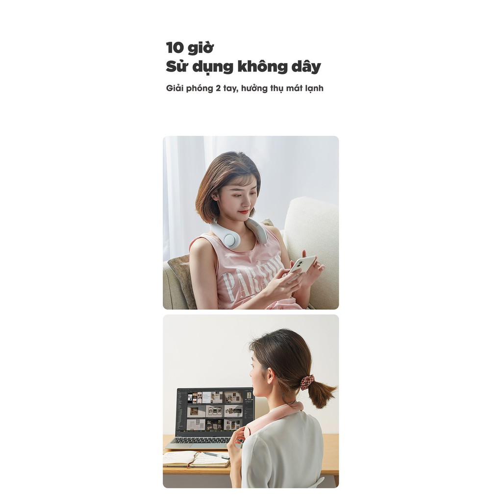 Quạt đeo cổ không cánh chính hãng JisuLife,thiết kế trẻ trung, hiện đại, biên độ thổi 360 độ, bảo hành chính hãng | BigBuy360 - bigbuy360.vn