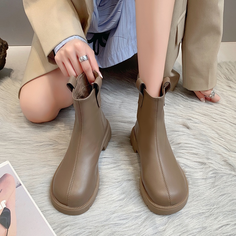 ❤Giày Bốt Martin Da Mềm Đế Bằng Dày Dặn Phong Cách Anh Quốc Thời Trang Cá Tính Cho Nữ