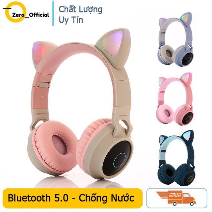 Tai Nghe Mèo Bluetooth, Headphone Tai Mèo Dễ Thương Có Mic,Âm Bass Mạnh Mẽ Và Dung Lượng Pin Khủng 400mAh BH 12 Tháng }