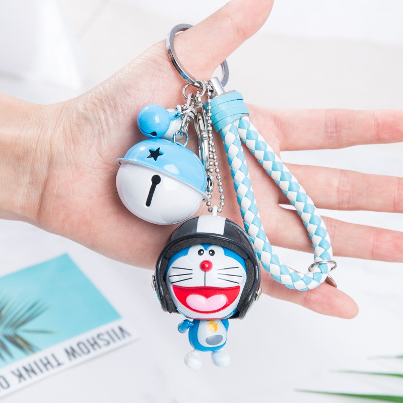 Móc Khóa Hình Mèo Máy Doraemon Đội Mũ Bảo Hiểm Dễ Thương