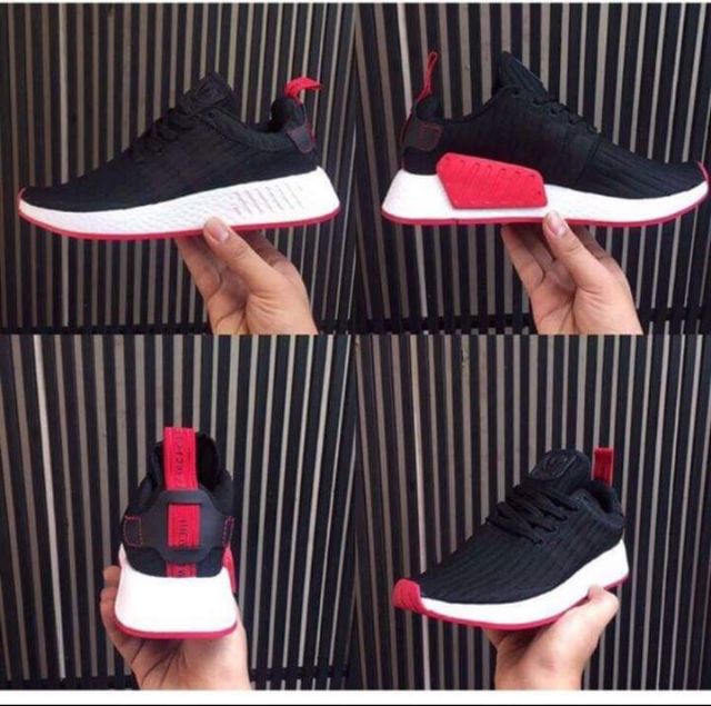 New (Freeship+Full box) Giày NMD R2 🖤💨❤đen trắng đế đỏ [a862] ' new ^