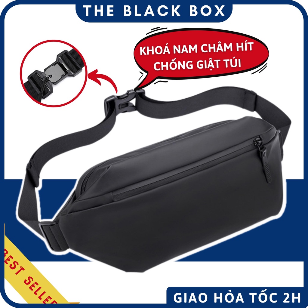 Túi Đeo Chéo Nam Chống Nước Da Trơn Bóng Nhiều Ngăn Tiện Dụng Có Thể Đeo Ngực, Đeo Hông, Đeo Bao Tử - The Black Box