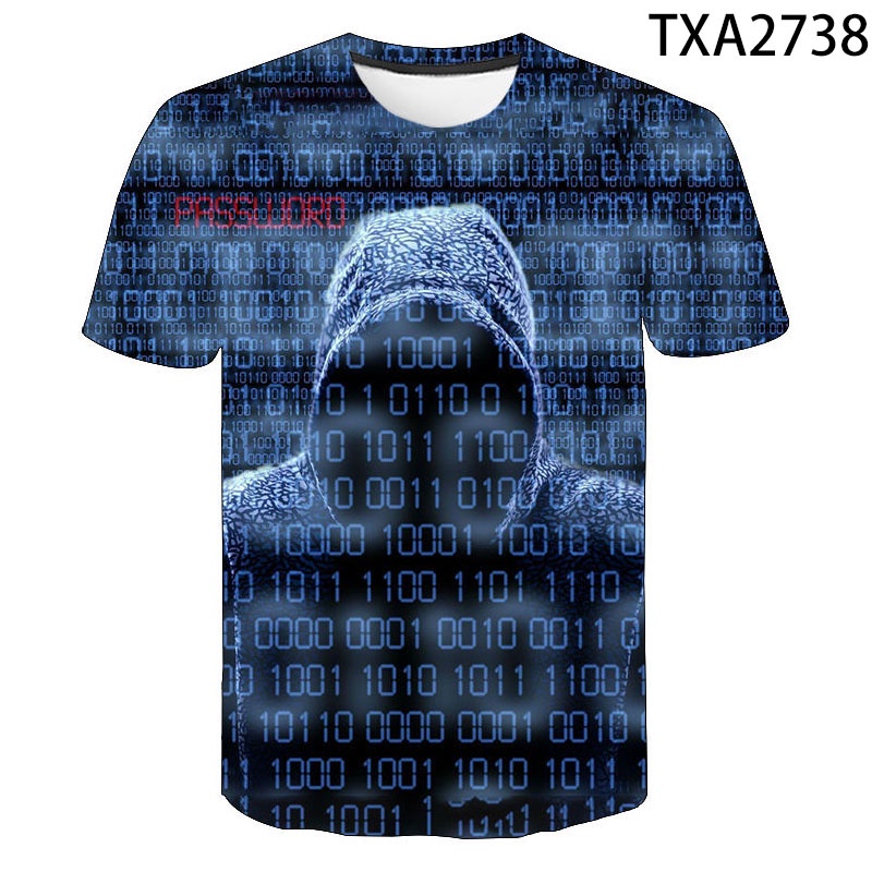 Áo Thun Tay Ngắn In Hình Hacker Streetwear 3D Thời Trang Mùa Hè Dành Cho Nam Và Nữ 2022