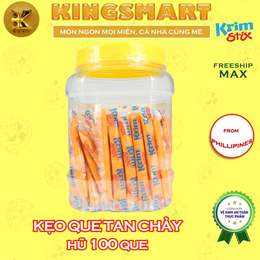 Kẹo phô mai tan chảy dạng que KRIM STIX (Hũ 100 que/ 430G)