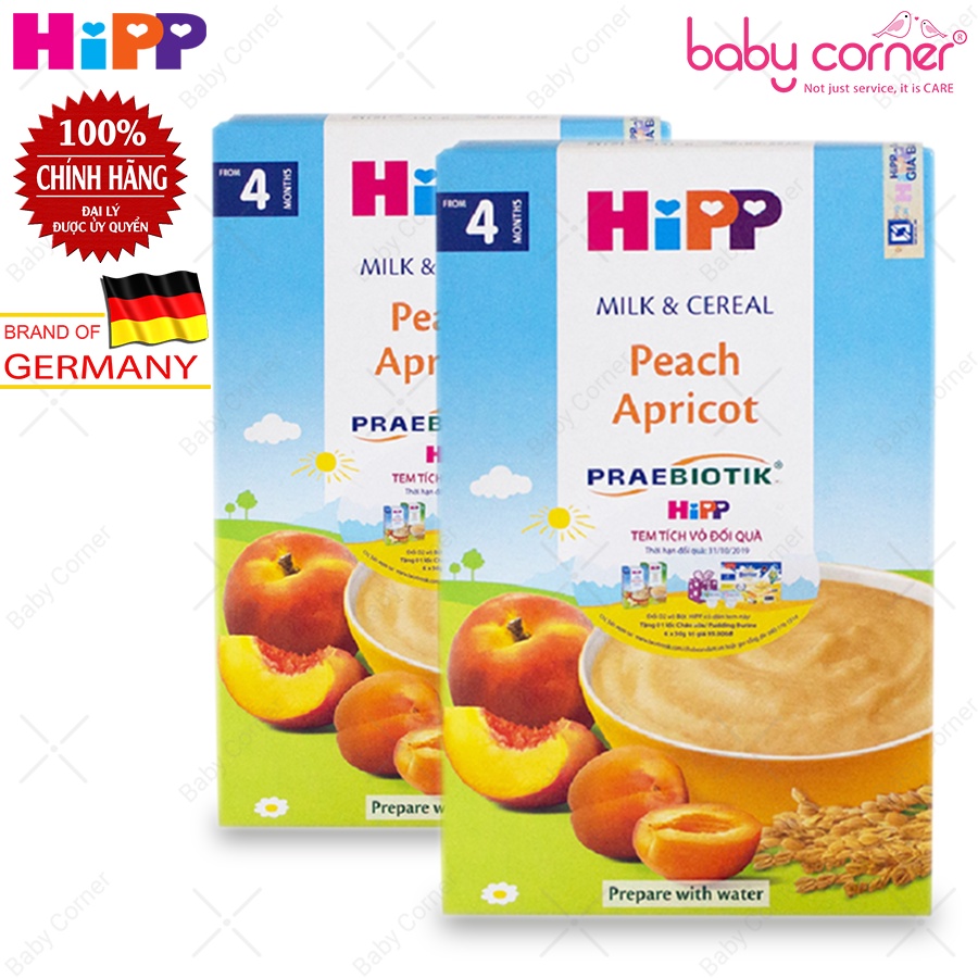 [Combo 2 Hộp] Bột Ăn Dặm HiPP Organic Peach Apricot vị Đào, Mơ Tây Cho Bé 250g