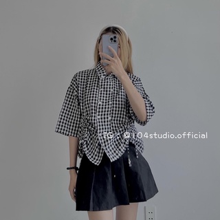Áo sơ mi tay lửng dây rút