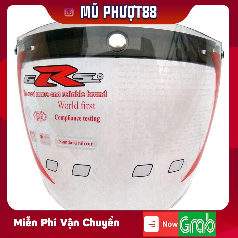 Kính rời gắn mũ bảo hiểm GRS NE-4 màu trắng và màu trà clip thật