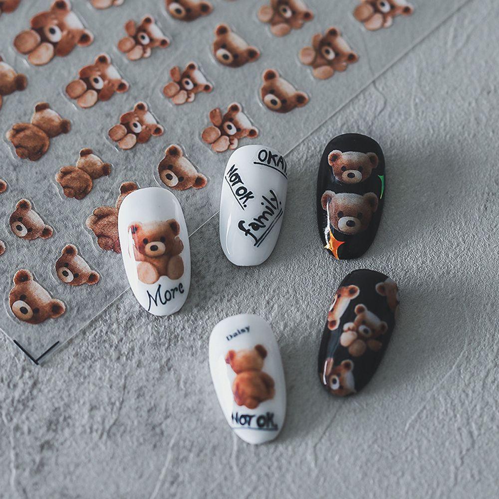 ESPO Sticker Dán Móng Tay Tự Dính Hình Gấu Nhỏ Dễ Thương Thời Trang DIY
