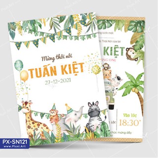 Thiệp thôi nôi – sinh nhật pluxi rừng xanh px_sn121