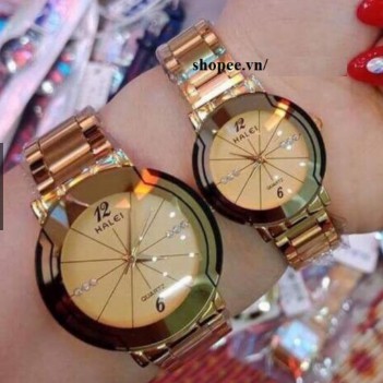 Đồng hồ đôi Nam Nữ (4 màu) Halei dây kim loại